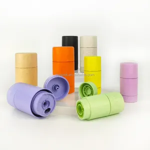 Recipiente de desodorante em material de palha de trigo ecológico de 25, 30, 50, 75ml, com fundo preenchido com uma superfície impressa em tela de torção