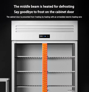 Thiết bị nhà bếp Thương mại công suất lớn Đôi Ba cửa hiển thị đồ uống dọc tủ đông làm mát không khí bằng thép không gỉ - Product Image 3