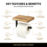 Tempat Tisu Toilet dengan Rak yang Dipasang di Dinding - Tempat Tisu Kamar Mandi dengan Penyimpanan Tisu Basah