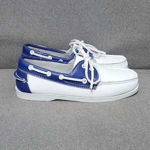 Mocasines de Cuero Vacuno Blancos y Azules Hechos a Mano, Casuales, con Plataforma Antideslizante, para Verano, Suaves, para Conducir, Oficina, Zapatos Náuticos para Hombre - Product Image 4