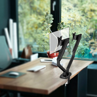 Bras de moniteur flexible universel à double bras, réglable en hauteur, inclinaison à 90°, support de moniteur unique pour ordinateur de bureau LCD, en stock