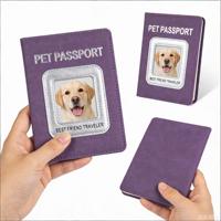 Couverture de passeport pour animaux de compagnie en cuir PU personnalisée, estampillée à chaud avec un motif animalier, souvenir de voyage pour animaux de compagnie, pour collection et cadeaux
