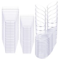 Gobelets à dessert miniatures 2OZ 5OZ avec plateau et cuillère en plastique PS rigide, verres à vin, verres à liqueur, pour servir des desserts, des glaces, des yaourts, des mousses