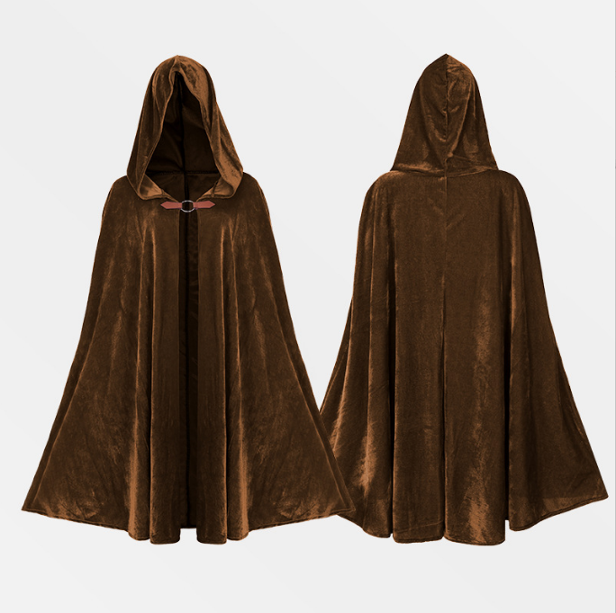 MaxToonrain Bata De Mago De Terciopelo De Longitud Completa – Capa Con Capucha Y Mangas Anchas, 142 Cm, Disfraz Medieval