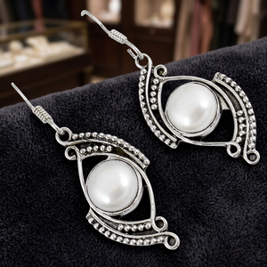 Pendientes de Perlas Elegantes de Plata 925, Joyería Fina Hecha a Mano con Perlas de Madreperla para Mujer, Ideales para Fiestas - Product Image 2