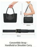 Schwarze Leder-Tragetasche für Damen mit Individuellem Logo, Große Kapazität Schulter-Handtasche, Langlebiges PU-Leder, Modische Casual-Arbeits- und Einkaufstasche