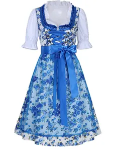 전통적인 옥토버 페스트 여성 Dirndl 드레스 인쇄 코튼 자수 그물 패브릭/독일 Dirndl 드레스/Bavarain Dirndl