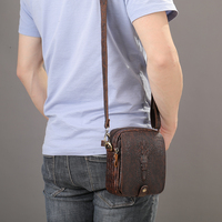 Sacoche Homme en Cuir Véritable Haute Qualité Motif Crocodile, Petit Sac Bandoulière Homme, Sac Messager en Cuir Véritable