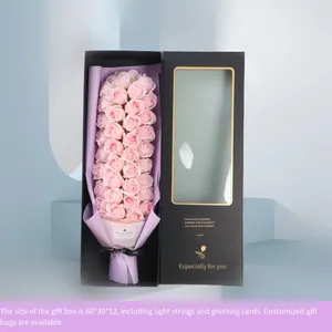 Boîte cadeau de <span class=keywords><strong>fleurs</strong></span> de savon en gros, bouquet romantique de roses en savon pour la Saint-Valentin, cadeau pour petite amie ou épouse - Product Image 4