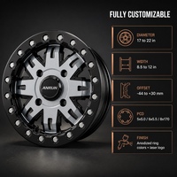Jantes Beadlock forgées usinées argentées 17-22 pouces 6061-T6, jantes tout-terrain simulées 5x5.0 6x5.5 pour Jeep Wrangler JL
