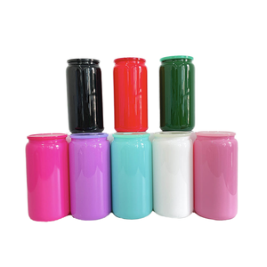 16-Ounce Double Vacuum Roller Glass Sublimate Color Cup <strong>Mason</strong> <strong>Jar</strong> with Colorful Plastic Straw Lid Drinkware - Product Image 1