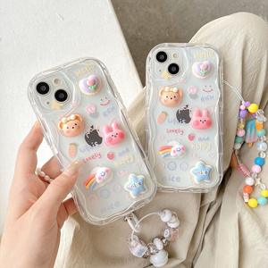 Ốp đ<span class=keywords><strong>i</strong></span>ện thoạ<span class=keywords><strong>i</strong></span> iPhone bán chạy, họa tiết hoạt hình 3D, thiết kế dễ thương dành cho nữ, đính đá lấp lánh, xinh xắn, kiểu nữ tính + dây đeo - trong suốt - Product Image 2