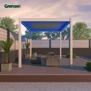 3X3 3X4 4X4M Luxe Terras Dak Duurzame Tuin Aluminium Pergola Tuinhuisje Met Intrekbare Gordijnen