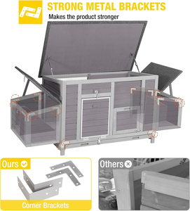 เล้าไก่67.3 "บ้านเป็ดขนาดใหญ่พร้อมกล่องทำรัง4กล่องสำหรับไก่2-4ตัวกรงไก่บ้านไก่กลางแจ้ง - Product Image 2