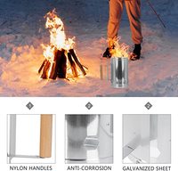 야외 캠핑 휴대용 안티 스캘딩 바베큐 모닥불 firepit 점화 스토브 숯 화재 버킷 배럴 나무 손잡이