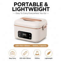 Kabellose Elektrische Lunchbox 1300ml Wiederaufladbar Edelstahl Speisenwärmer mit Timer-Funktion für Bauarbeiter Hochleistungsfähig
