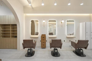 Custom Eco-Friendly Durable Barbershop Interior Design | Modern Barber Station Furniture <b>LED</b> <b>Mirror</b> | Hair Salon Display Cabinet - Product Image 3
