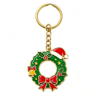 Porte-clés en émail personnalisé, pendentif cloche et nœud guirlande de Noël, en métal moulé sous pression, fournisseur OEM de cadeaux promotionnels en gros