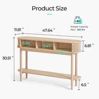 Service OEM ODM, table console robuste de style farmhouse avec plateau spacieux et portes coulissantes à tambours