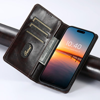 Étui portefeuille à rabat magnétique en cuir PU de qualité supérieure avec fentes pour cartes pour Galaxy S24 Ultra, support de cartes, coque antichoc - Noir