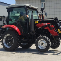 Mesin pembajak Rotary Tiller Garden Cultivator Backhoe Loader 4x4 traktor kompak dengan Loader dan Backhoe
