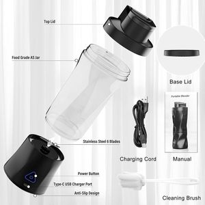 Blender de voyage portable, rechargeable par USB, tasse à jus, étanche, mixeur personnel pour smoothies - Product Image 3
