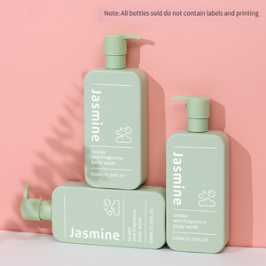 250ml 350ml 500ml Cuadrado PET Rosa Beige Botella de gel de ducha de plástico Botella de Loción de lavado corporal <span class=keywords><strong>vacía</strong></span> para suero para el cuidado de la piel - Product Image 4