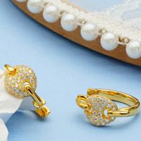 Pendientes de clip llamativos con diamantes de laboratorio de 0.96 ct, engaste completo, oro de 14K, joyería de lujo de diseñador