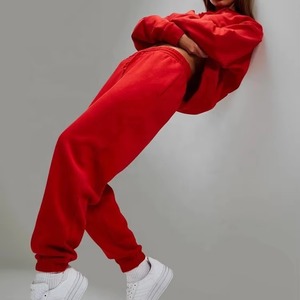 Women's Oversize Tracksuit Set Custom Logo Windproof Breathable <b>Polyester</b> Cotton Oversized Hoodie <b>Joggers</b> Plus Size - Product Image 4