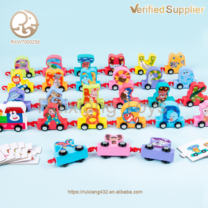 Vente en gros de puzzles en bois pour enfants avec 26 lettres de train, jouets éducatifs préscolaires - Product Image 4