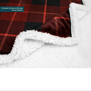 Tùy chỉnh 100% <span class=keywords><strong>polyester</strong></span> đỏ đen kẻ sọc sofa dày Sherpa mùa đông flannel lông cừu ném hai mặt in Sherpa Chăn kẻ sọc - Product Image 6