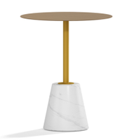 Table basse moderne en marbre avec base en pierre, tables de restaurant et de café, plateau en métal doré, petite table ronde d'appoint pour salle à manger