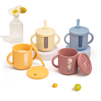 Gobelet d'apprentissage pour bébé en silicone personnalisable, moulé en une seule pièce, facile à nettoyer, avec fenêtre visible, fourni par l'usine