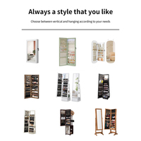 Armoire de rangement pour bijoux sur pied avec éclairage LED, verrouillable, miroir rotatif pleine longueur avec 4 roulettes
