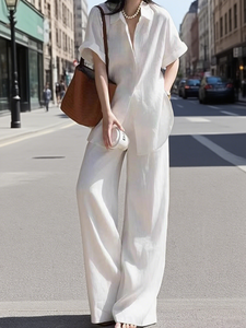 <span class=keywords><strong>Camicia</strong></span> estiva Premium in cotone <span class=keywords><strong>lino</strong></span> <span class=keywords><strong>pantalone</strong></span> a gamba dritta blusa <span class=keywords><strong>e</strong></span> pantaloni Casual minimalisti vestito vecchio stile soldi - Product Image 3