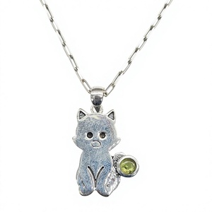 Trendy 925 Sterling Silver Animal <b>Cat</b> Charm Pendant Green Peridot Birthstone Gemstone Jewelry Bulk Price - Product Image 1