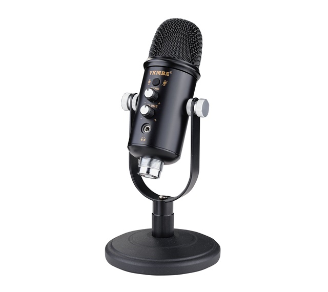 Wired USB Condenser Microphone Cardioid Polar Pattern Metal Desk for Karaoke Gaming & Recording