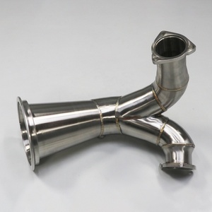 High Flow 304 Stainless Steel Reducing Straight Downpipe for Audi S4 S5 B9 3.0T 2019-2022 Rongdi 1.5mm <b>Brushed</b> TIG Welded - Product Image 5