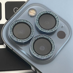 Mode luxe poudre scintillante protecteur d'objectif paillettes caméra verre téléphone lentille anneau en métal pour iPhone 11 12 13 14 15 16 Pro Max - Product Image 3