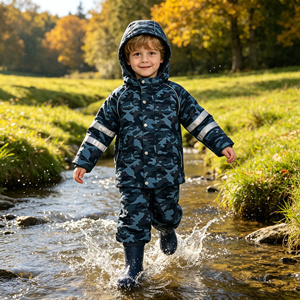 Ensemble imperméable et coupe-vent pour enfants, avec doublure polaire amovible, veste et pantalon en polyester enduit PU, pour garçons et filles - Product Image 5