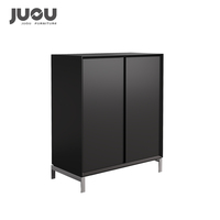Armoire de rangement de bureau moderne haut de gamme en bois avec pieds métalliques noirs, en panneaux de particules haute densité de qualité E0, pour classement de documents