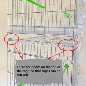 Premium galvanizli Metal kuş üreme kafesi harici bardaklar ile pas geçirmez istiflenebilir papağanlar yaşayan kafes demir çelik malzeme - Product Image 2
