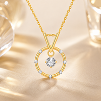 Pendentif de luxe en argent sterling 925 incrusté de moissanite VVS ronde plaqué or 18 carats pour collier femme