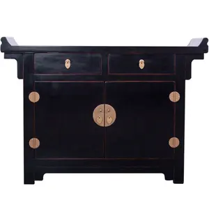 Chinese distressed antique vintage paint classical furniture solid wood decorative living room cabinet reproduction cabinet