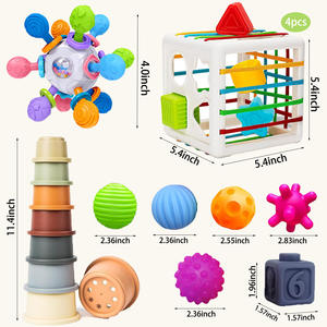 5-In-1 유아용 교육 완구, 6-12개월 아기 치발기, 쌓기 블록 링, 감각 큐브 장난감, 유아 선물용 - Product Image 5