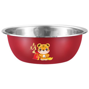 Juego de 3 piezas de tazón para verduras de acero inoxidable Xinrong con diseño de tigre para lavar, cortar y triturar verduras - Product Image 2
