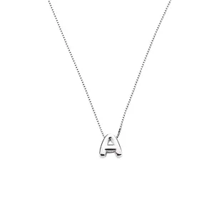 Collana a forma di cuore con lettera a catena In argento italiano 925 di alta qualità regolabile In lunghezza con perline scorrevoli fai-da-te In gioielli In argento