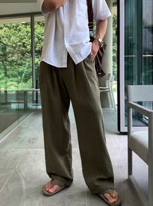 <span class=keywords><strong>Pantaloni</strong></span> Casual da <span class=keywords><strong>Uomo</strong></span> 100% <span class=keywords><strong>Lino</strong></span> Leggeri a Vita Media, Oltre 300 Colori Disponibili, Personalizzabili, Servizio OEM/ODM DDP - Product Image 3