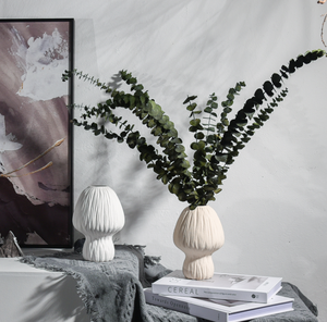 แจกันเซรามิกสไตล์ Wabi-Sabi ตกแต่งอย่างนิ่มสไตล์ครีมเครื่องประดับบ้านโมเดลดอกไม้แห้งจัดดอกไม้ตกแต่งบ้าน - Product Image 4