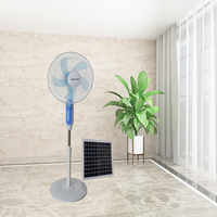 FS188 Ventilateur solaire permanent sans balais avec panneau solaire et batterie au lithium 6*2400mah et veilleuse à chargement USB pour téléphone portable